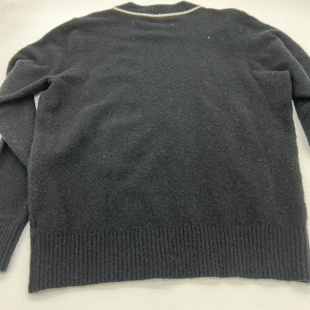 Athleta Transit Wool Blend Crew Sweater Black With White Trim Womens S